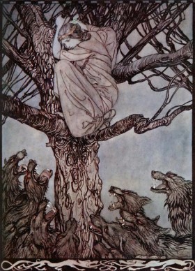 Wooing of Becfola: I'll be Eaten by the Wolves, Arthur Rackham